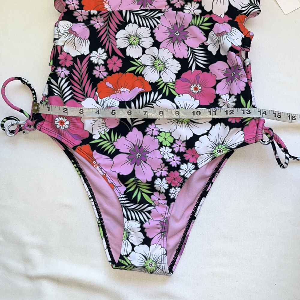 SALT + COVE JUNIORS LACE-UP-SIDES ONE-PIECE SWIMSUIT Sz LARGE - Picture 7 of 11